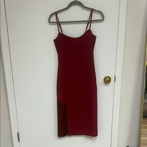 Dress the Population Elegant Red Sleeveless MIDI Dress US XS
